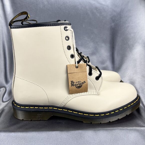 DR. Martens 1460 Boots Men's 14 Cream Combat Smooth Leather 31008 90's Grunge - Picture 3 of 17